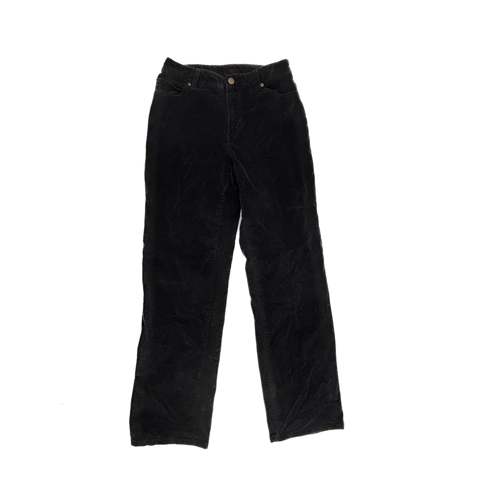 Style & Co Corduroy Pants Womens 6 Black Straight Leg Mid Rise Stretch 21940